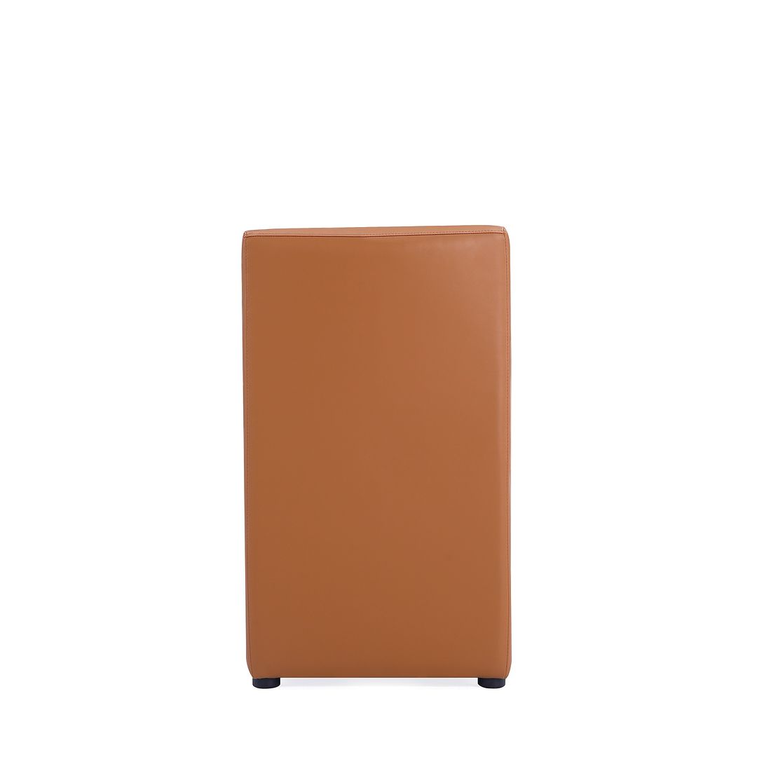 Manhattan Comfort Anna Modern Square Faux Leather Dining Chair In Saddle