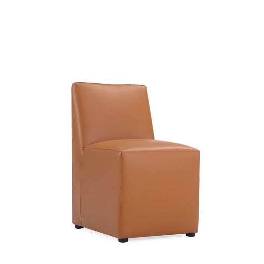 Manhattan Comfort Anna Modern Square Faux Leather Dining Chair In Saddle