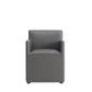 Manhattan Comfort Anna Modern Square Faux Leather Pewter Dining Armchairs In A Set Of 2