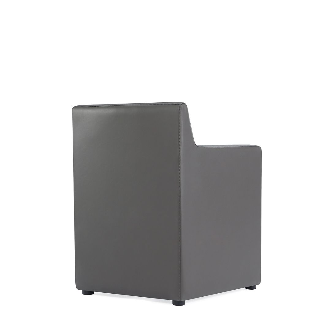 Manhattan Comfort Anna Modern Square Faux Leather Pewter Dining Armchairs In A Set Of 2