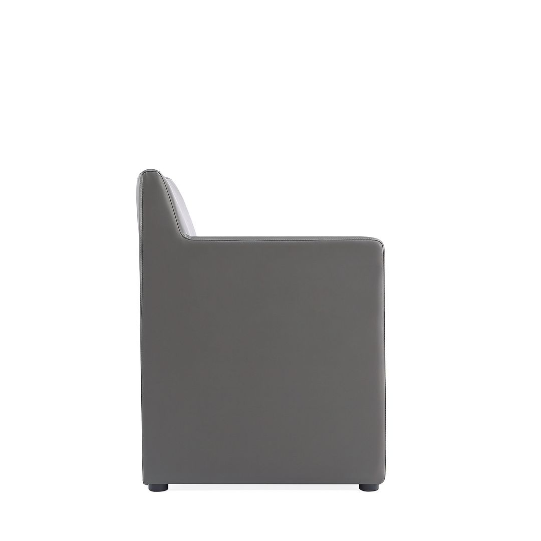 Manhattan Comfort Anna Modern Square Faux Leather Pewter Dining Armchairs In A Set Of 2