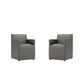 Manhattan Comfort Anna Modern Square Faux Leather Pewter Dining Armchairs In A Set Of 2