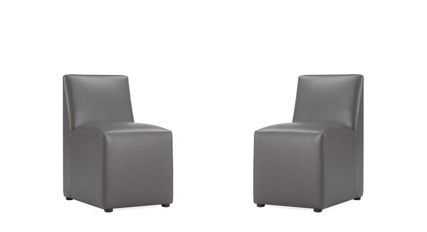 Manhattan Comfort Anna Modern Square Faux Leather Pweter Dining Chairs In A Set Of 2