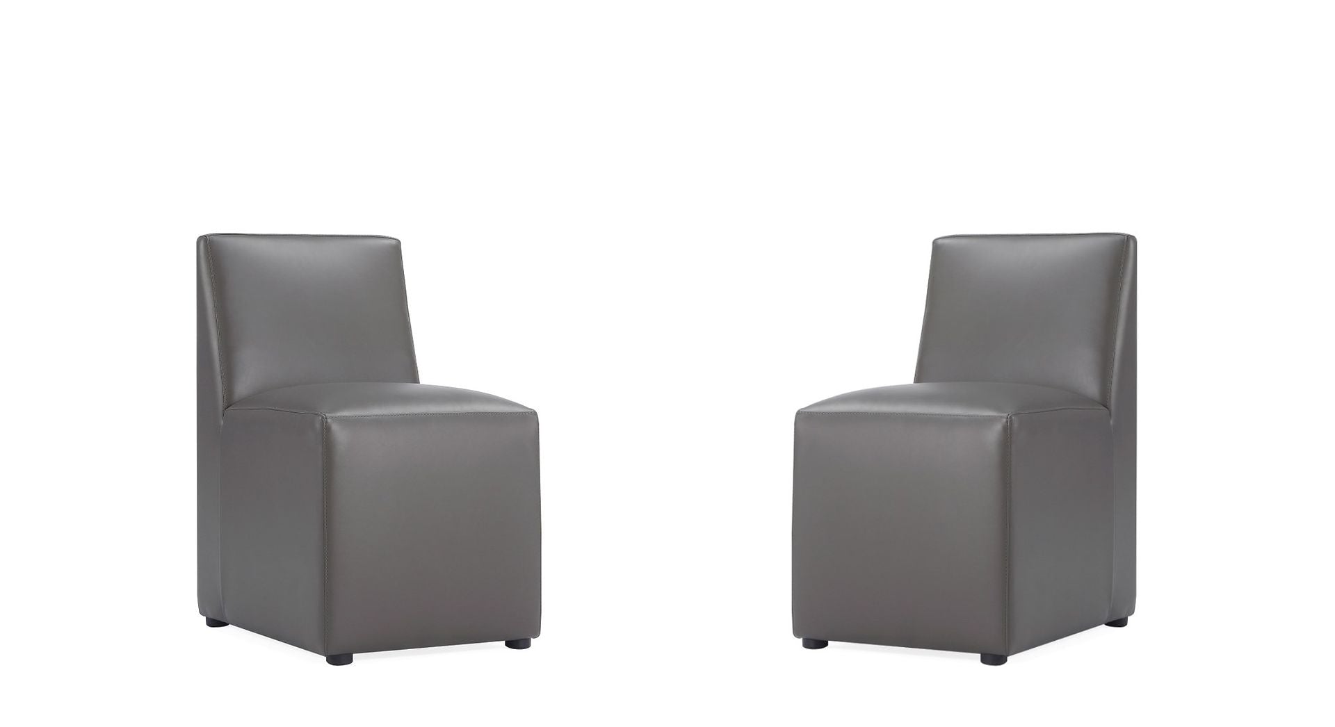 Manhattan Comfort Anna Modern Square Faux Leather Pweter Dining Chairs In A Set Of 2