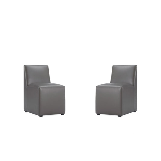 Manhattan Comfort Anna Modern Square Faux Leather Pweter Dining Chairs In A Set Of 2