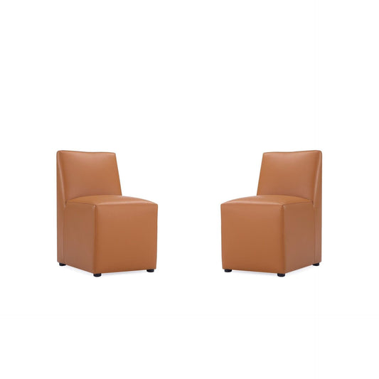 Manhattan Comfort Anna Modern Square Faux Leather Saddle Dining Chairs In A Set Of 2