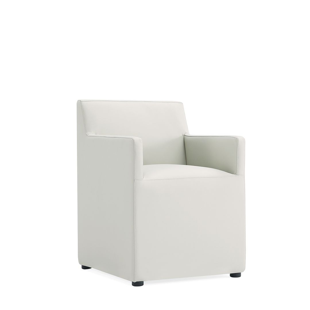 Manhattan Comfort Anna Modern Square Faux Leather Stone Gray Dining Armchairs In A Set Of 2