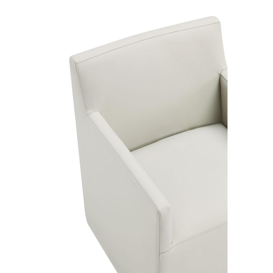Manhattan Comfort Anna Modern Square Faux Leather Stone Gray Dining Armchairs In A Set Of 2