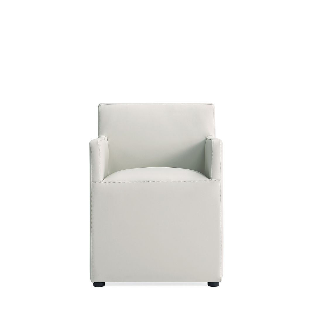 Manhattan Comfort Anna Modern Square Faux Leather Stone Gray Dining Armchairs In A Set Of 2