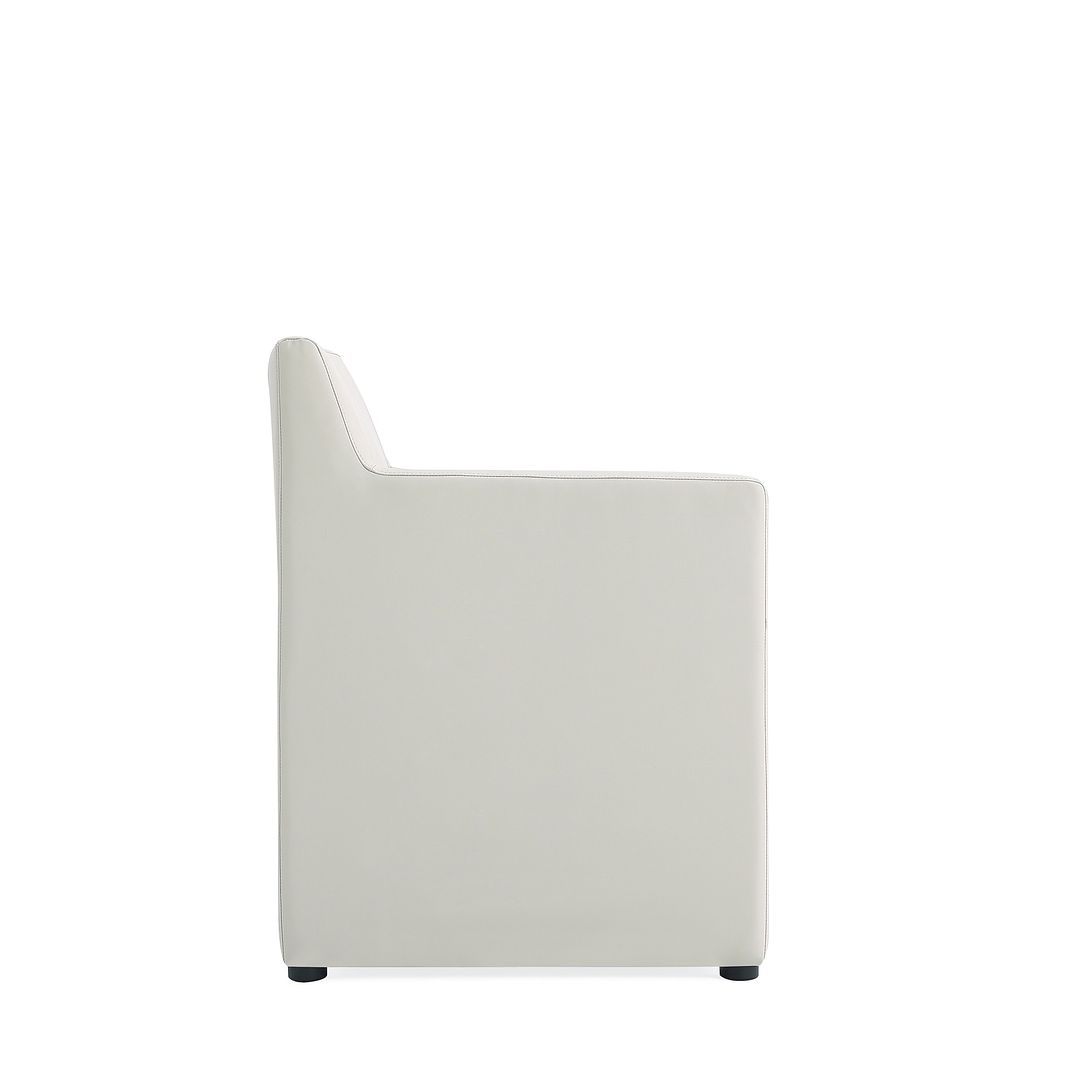Manhattan Comfort Anna Modern Square Faux Leather Stone Gray Dining Armchairs In A Set Of 2