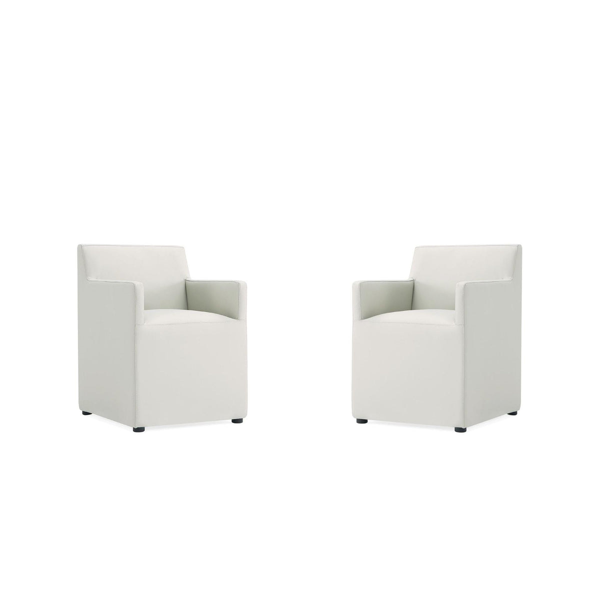 Manhattan Comfort Anna Modern Square Faux Leather Stone Gray Dining Armchairs In A Set Of 2