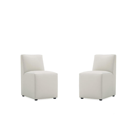 Manhattan Comfort Anna Modern Square Faux Leather Stone Gray Dining Chairs In A Set Of 2