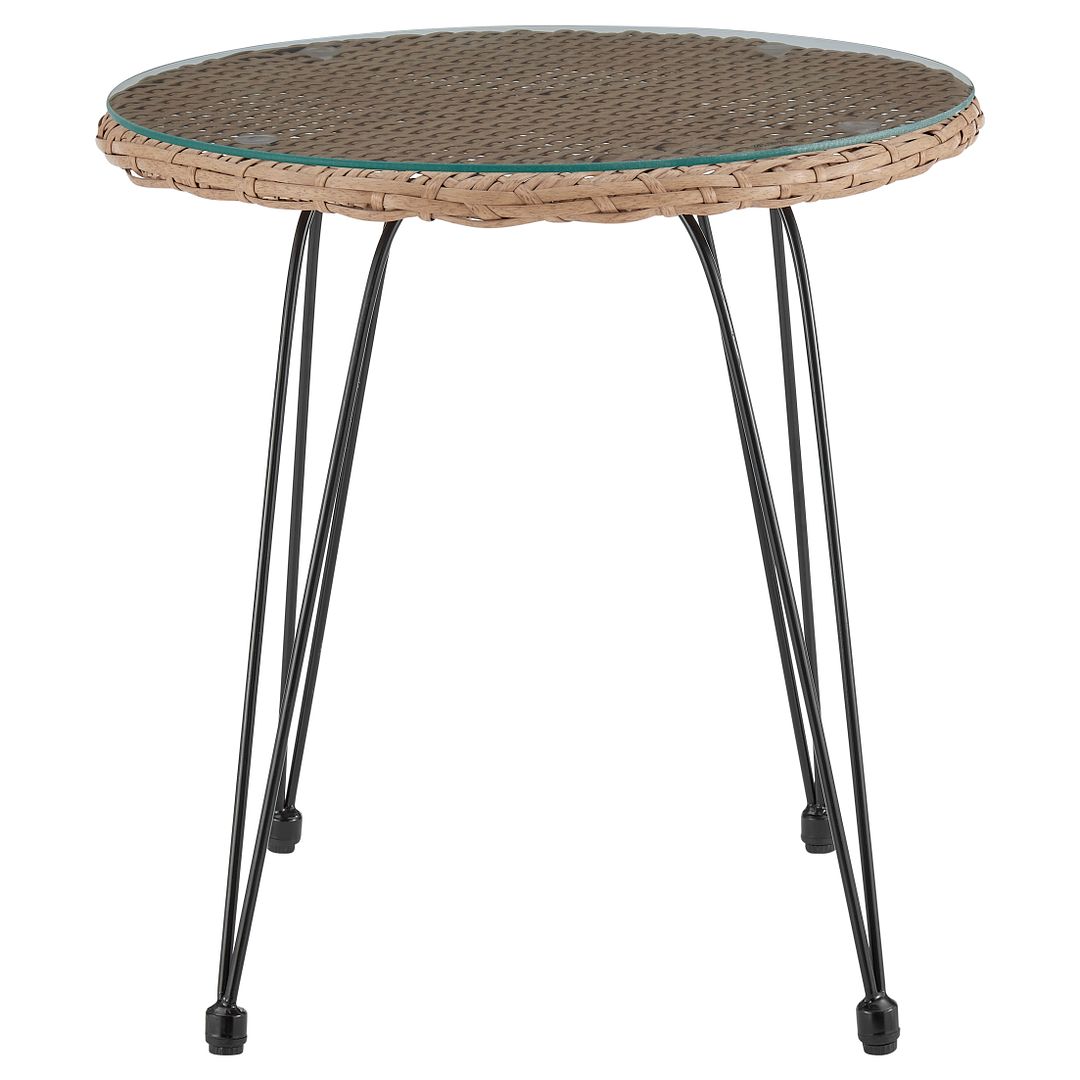 Manhattan Comfort Antibes 1.0 Steel Rattan 3-Piece Patio Conversation Set With Cushions In Cream