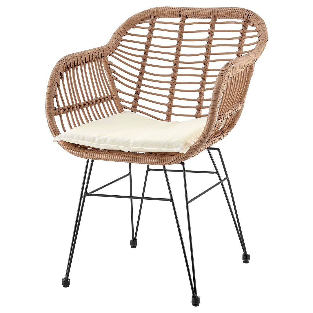 Manhattan Comfort Antibes 1.0 Steel Rattan 3-Piece Patio Conversation Set With Cushions In Cream
