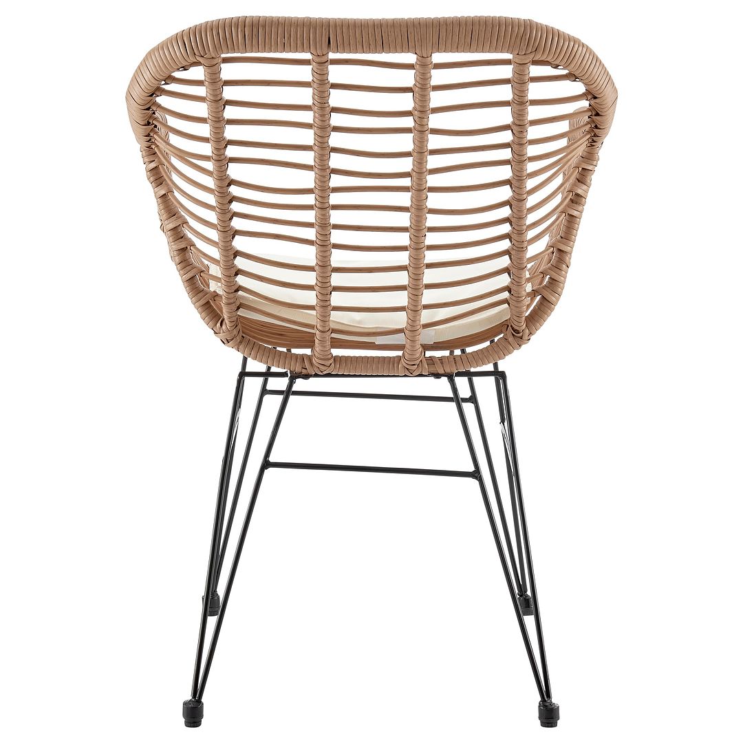 Manhattan Comfort Antibes 1.0 Steel Rattan 3-Piece Patio Conversation Set With Cushions In Cream