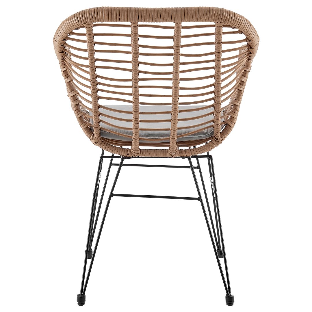 Manhattan Comfort Antibes 1.0 Steel Rattan 3-Piece Patio Conversation Set With Cushions In Gray