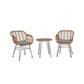 Manhattan Comfort Antibes 1.0 Steel Rattan 3-Piece Patio Conversation Set With Cushions In Gray