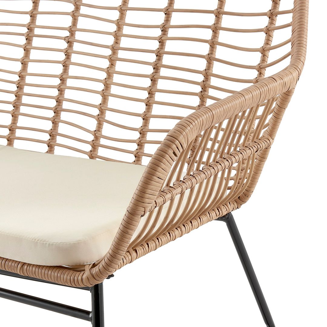 Manhattan Comfort Antibes 2.0 Steel Rattan 4-Piece Patio Conversation Set With Cushions In Cream