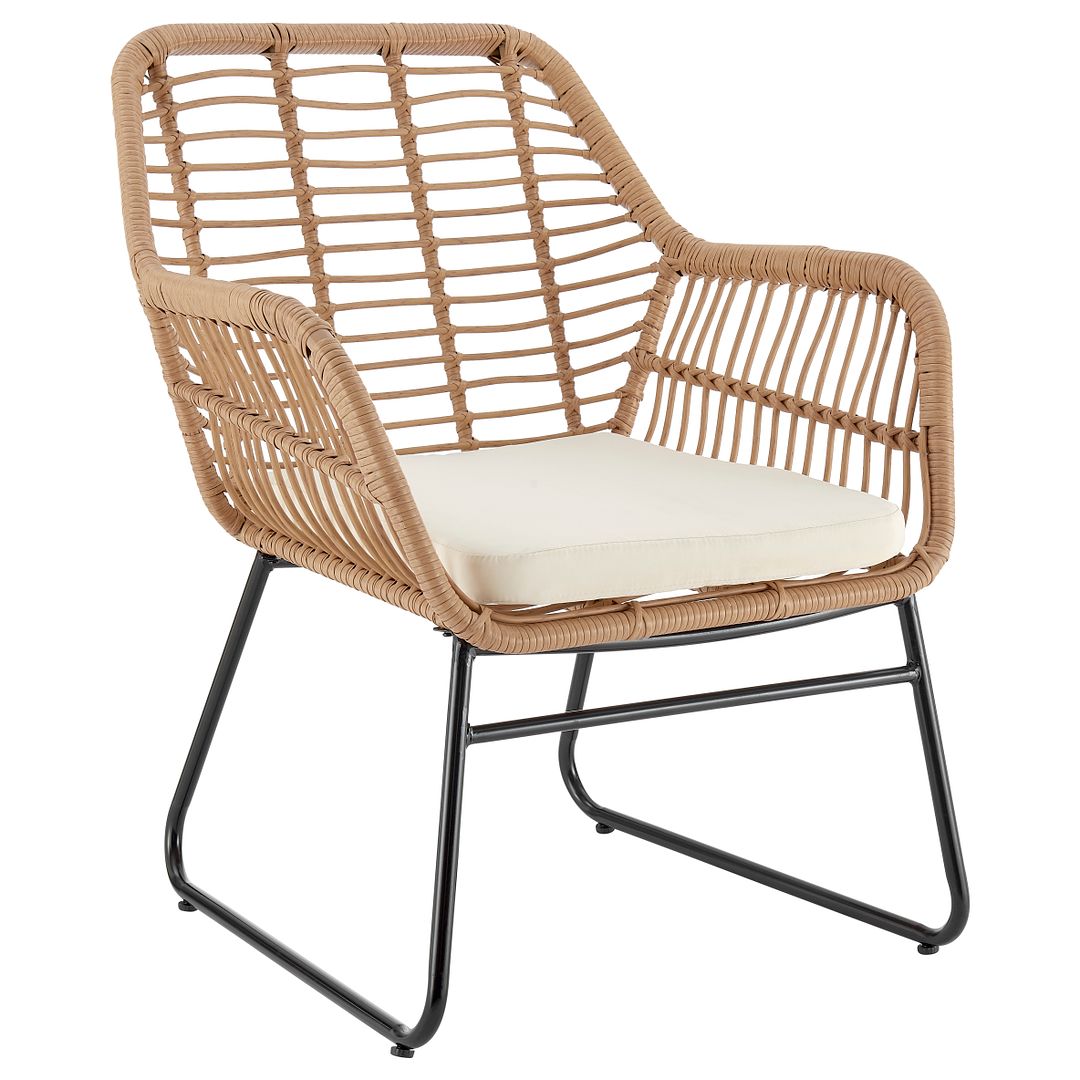 Manhattan Comfort Antibes 2.0 Steel Rattan 4-Piece Patio Conversation Set With Cushions In Cream