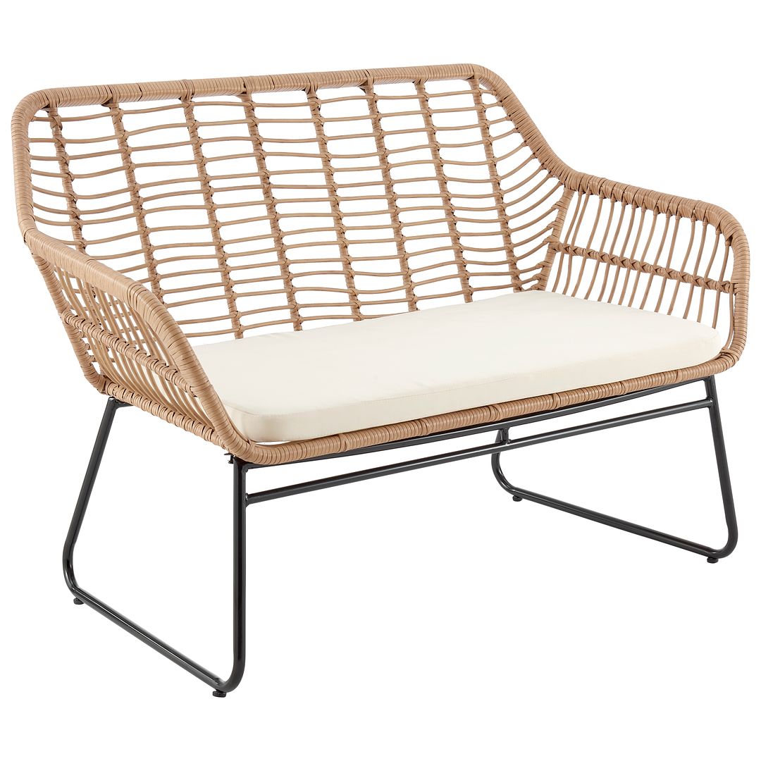 Manhattan Comfort Antibes 2.0 Steel Rattan 4-Piece Patio Conversation Set With Cushions In Cream
