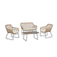 Manhattan Comfort Antibes 2.0 Steel Rattan 4-Piece Patio Conversation Set With Cushions In Cream