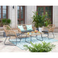 Manhattan Comfort Antibes 2.0 Steel Rattan 4-Piece Patio Conversation Set With Cushions In Gray