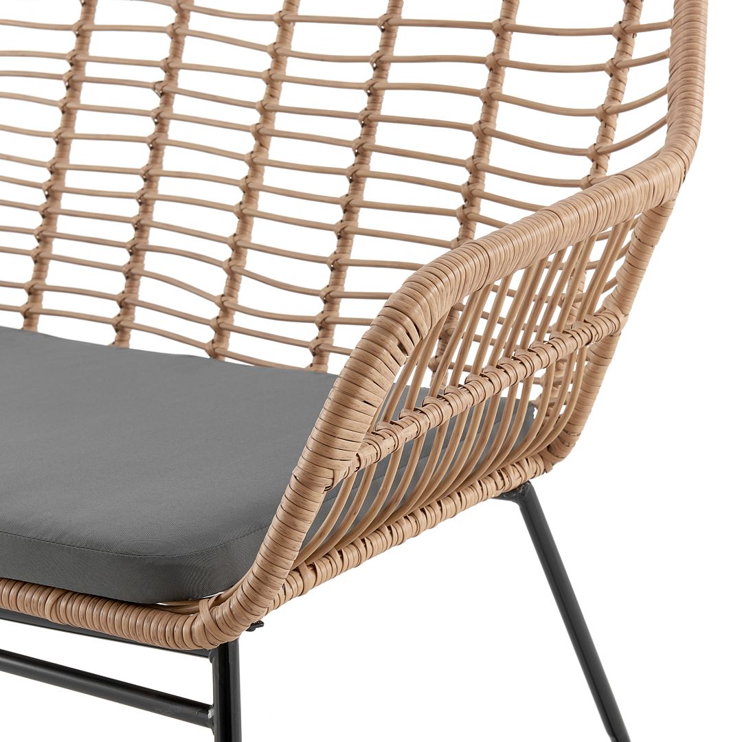 Manhattan Comfort Antibes 2.0 Steel Rattan 4-Piece Patio Conversation Set With Cushions In Gray