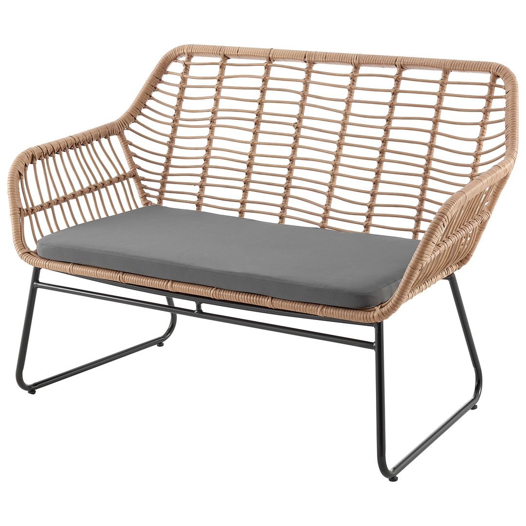 Manhattan Comfort Antibes 2.0 Steel Rattan 4-Piece Patio Conversation Set With Cushions In Gray