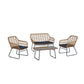 Manhattan Comfort Antibes 2.0 Steel Rattan 4-Piece Patio Conversation Set With Cushions In Gray