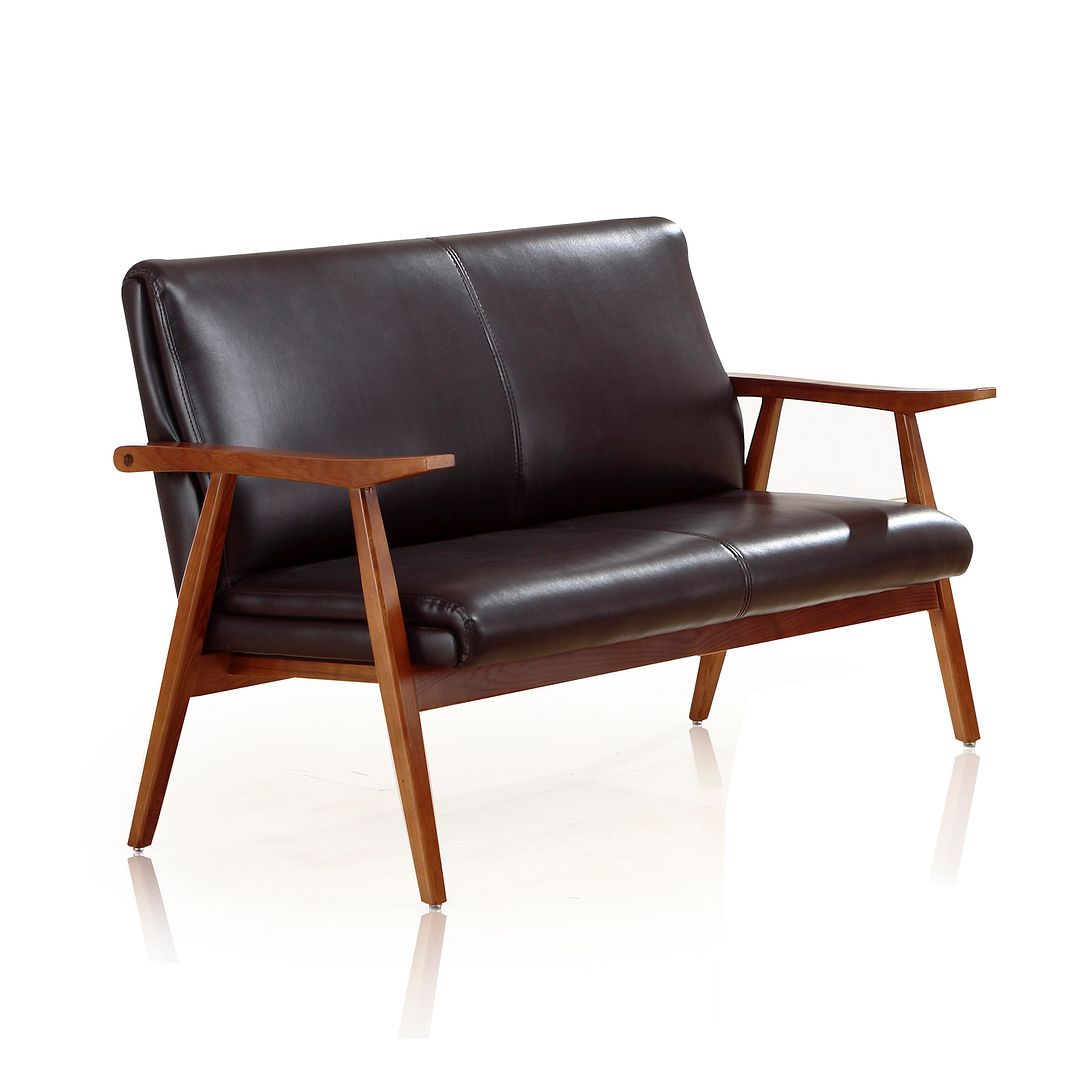 Manhattan Comfort Arch Duke 51" Black & Amber Faux Leather 2-Seater Loveseat