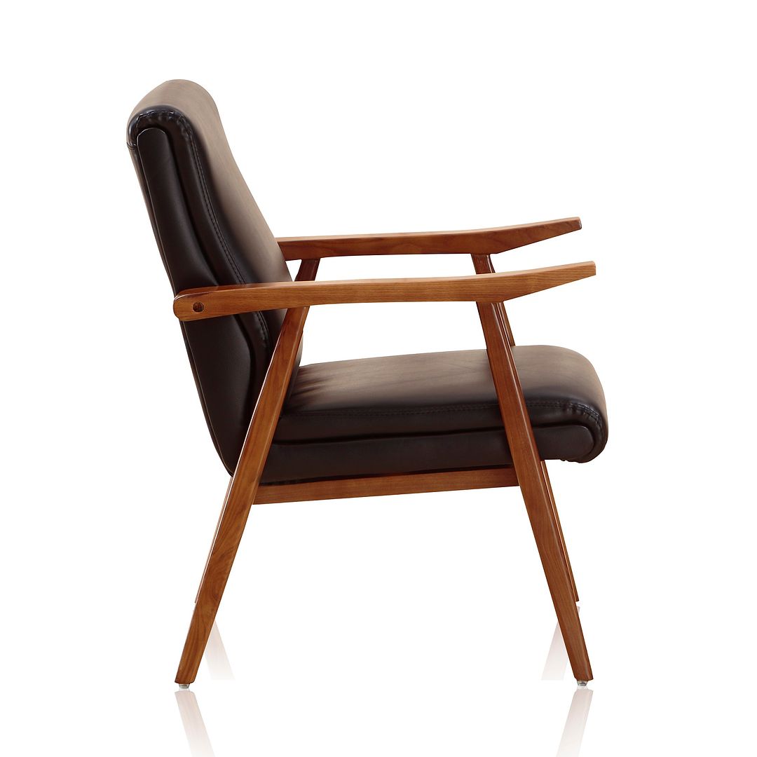 Manhattan Comfort ArchDuke Black & Amber Faux Leather Accent Chair