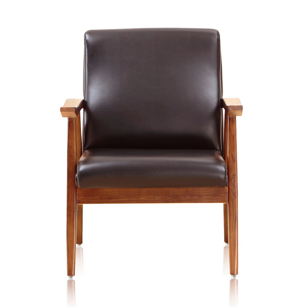 Manhattan Comfort ArchDuke Black & Amber Faux Leather Accent Chairs In A Set Of 2