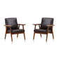Manhattan Comfort ArchDuke Black & Amber Faux Leather Accent Chairs In A Set Of 2