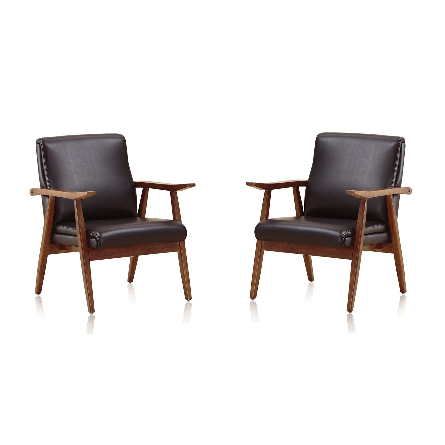 Manhattan Comfort ArchDuke Black & Amber Faux Leather Accent Chairs In A Set Of 2