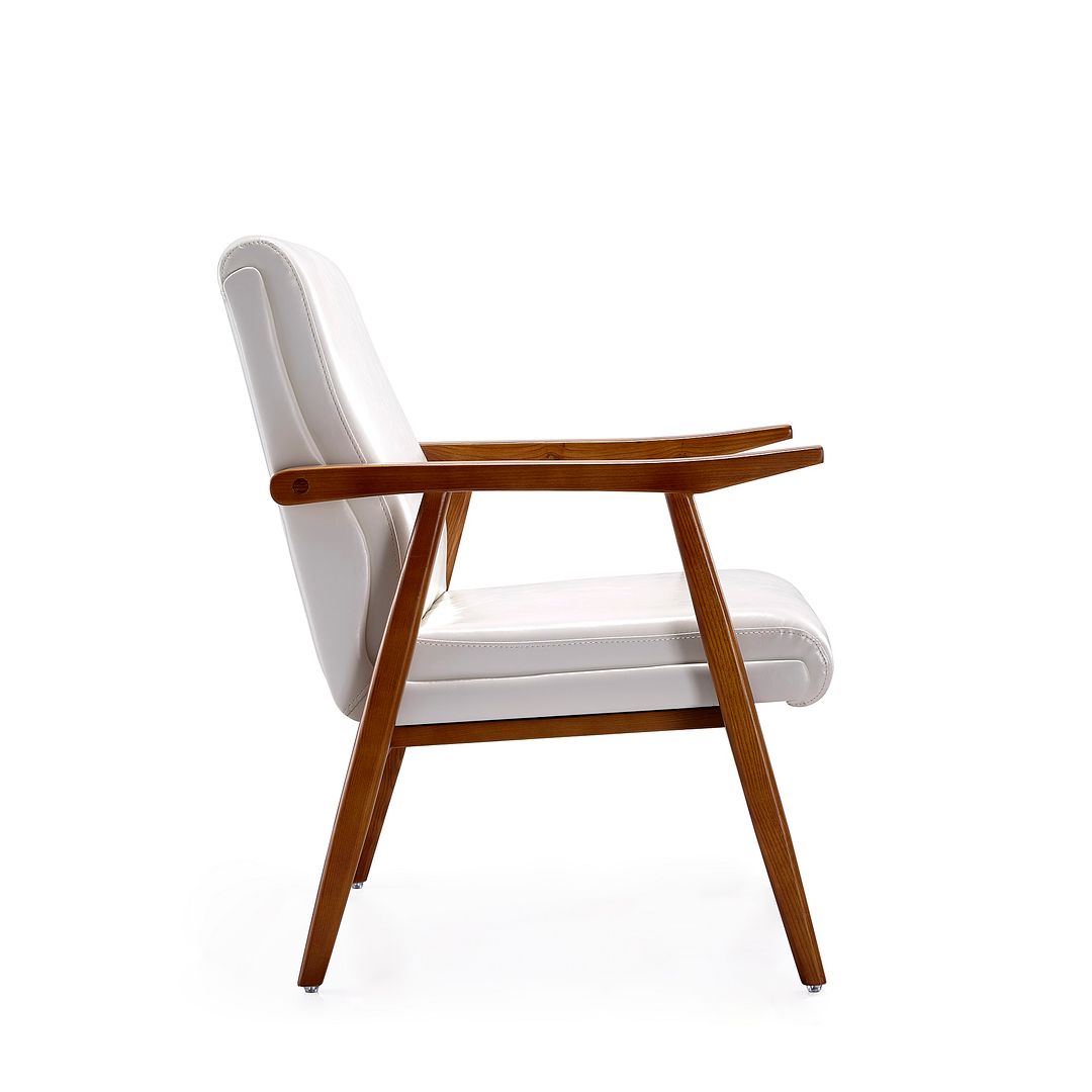 Manhattan Comfort ArchDuke White & Amber Faux Leather Accent Chairs In A Set Of 2