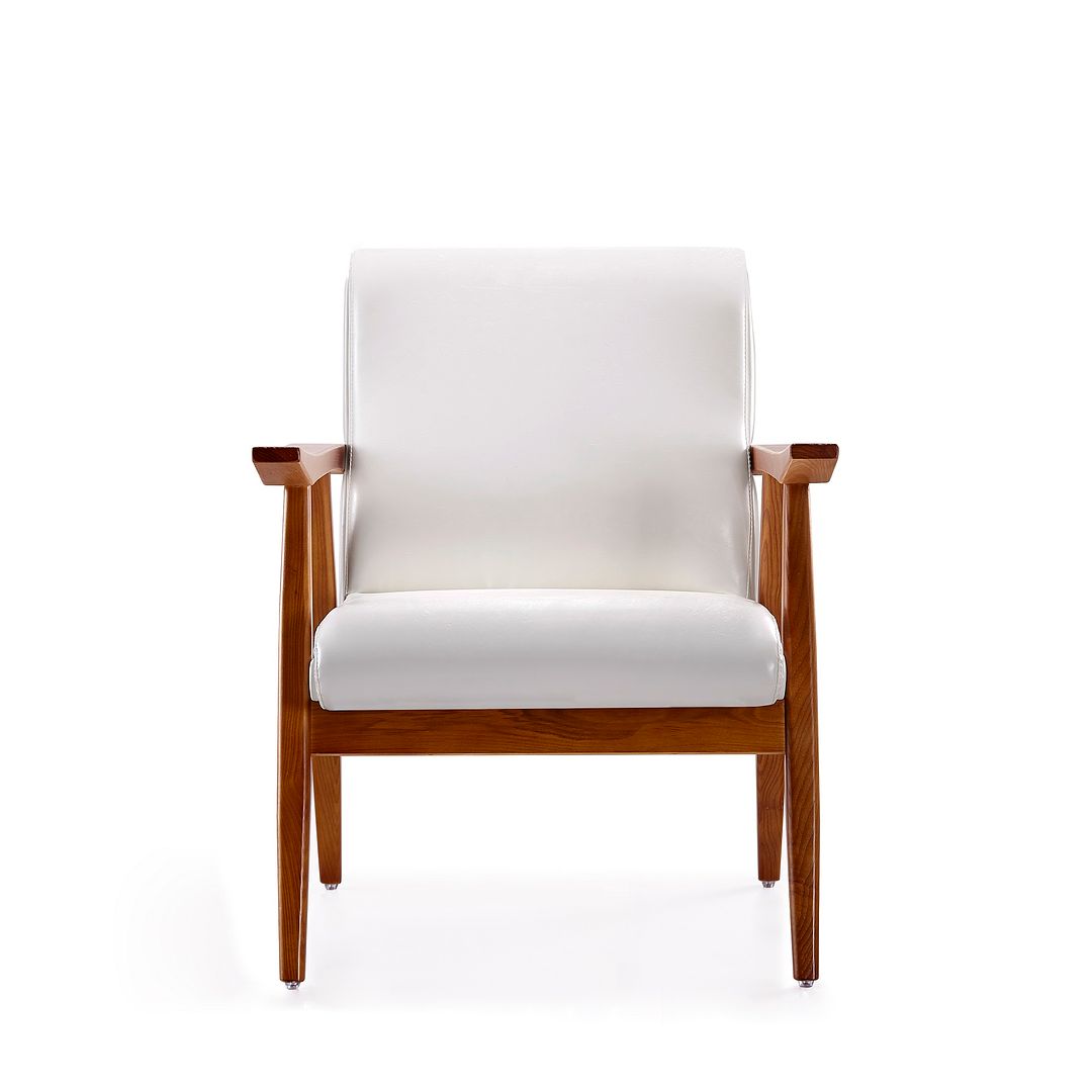 Manhattan Comfort ArchDuke White & Amber Faux Leather Accent Chairs In A Set Of 2