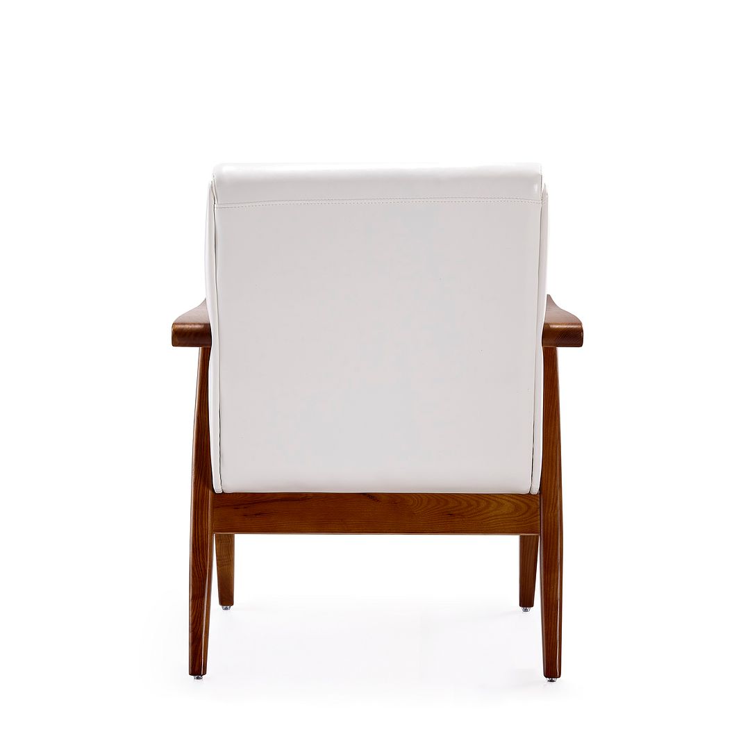 Manhattan Comfort ArchDuke White & Amber Faux Leather Accent Chairs In A Set Of 2