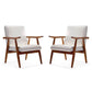 Manhattan Comfort ArchDuke White & Amber Faux Leather Accent Chairs In A Set Of 2