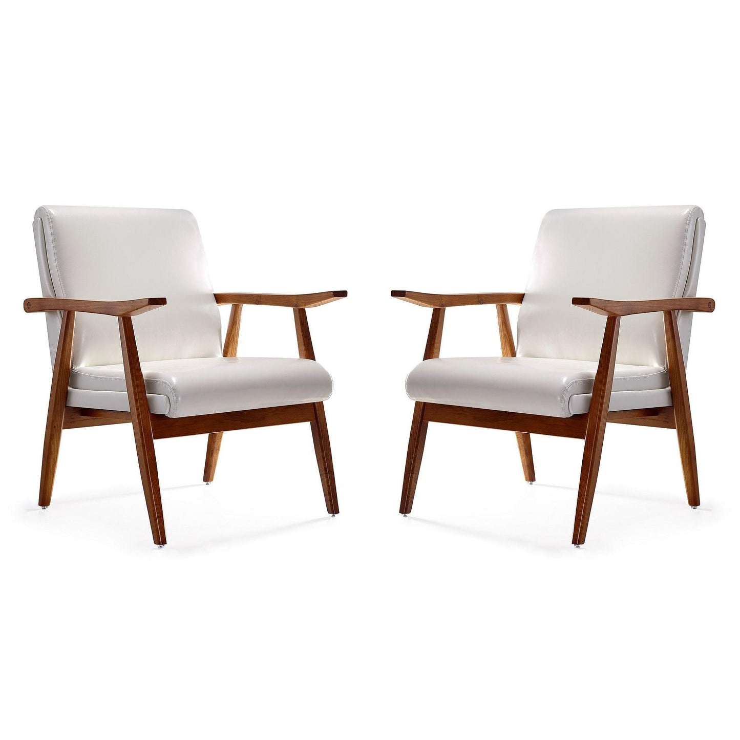 Manhattan Comfort ArchDuke White & Amber Faux Leather Accent Chairs In A Set Of 2