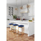 Manhattan Comfort Aura 29" Blue & Polished Brass Stainless Steel Bar Stool