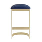 Manhattan Comfort Aura 29" Blue & Polished Brass Stainless Steel Bar Stool
