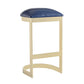Manhattan Comfort Aura 29" Blue & Polished Brass Stainless Steel Bar Stool