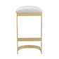 Manhattan Comfort Aura 29" White & Polished Brass Stainless Steel Bar Stool