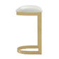 Manhattan Comfort Aura 29" White & Polished Brass Stainless Steel Bar Stool