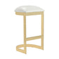 Manhattan Comfort Aura 29" White & Polished Brass Stainless Steel Bar Stool