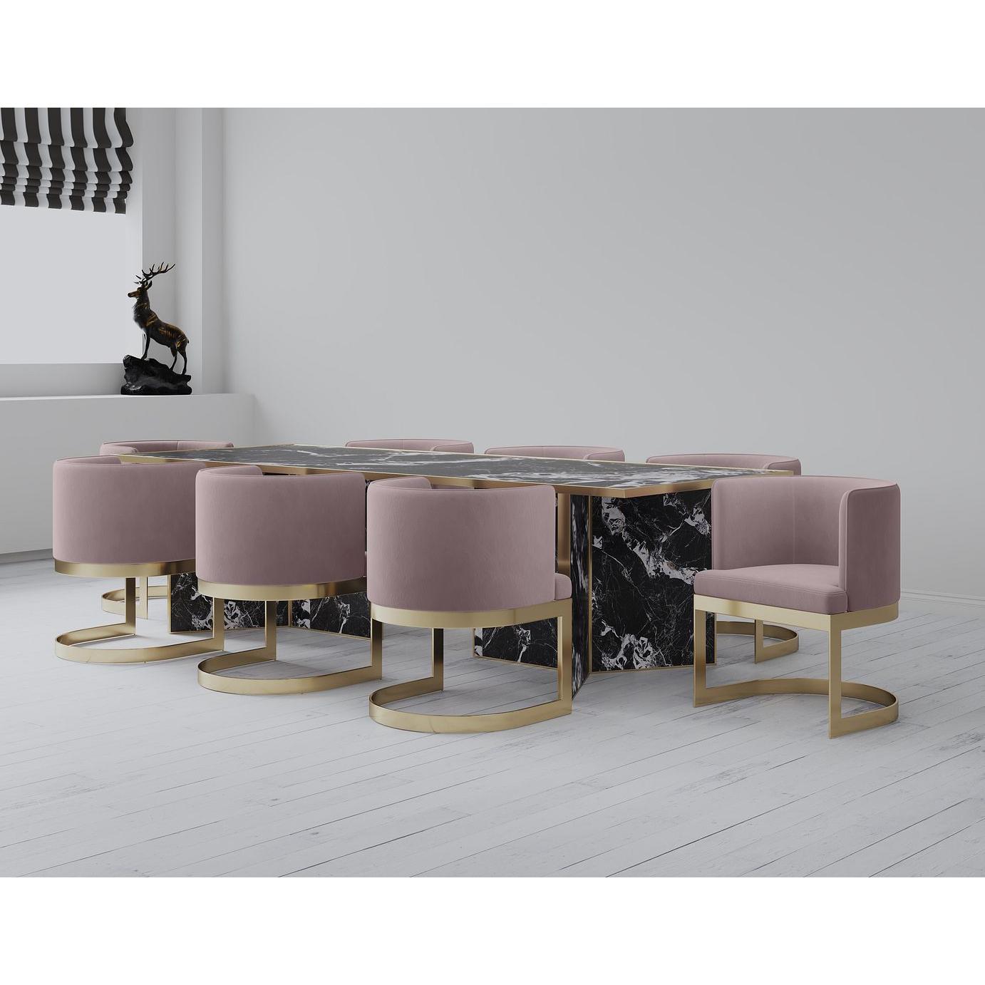 Manhattan Comfort Aura Blush & Polished Brass Velvet Dining Chair
