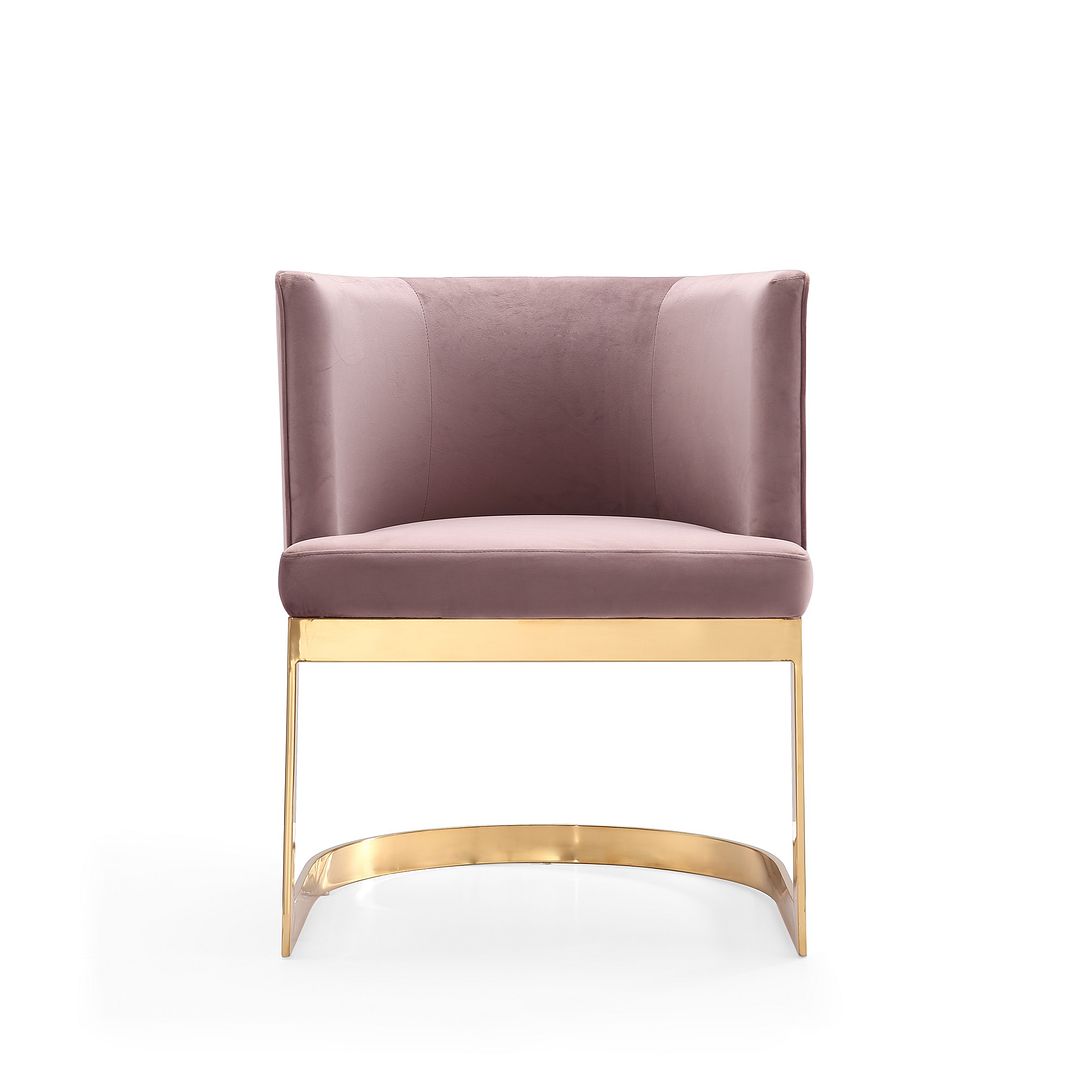 Manhattan Comfort Aura Blush & Polished Brass Velvet Dining Chair