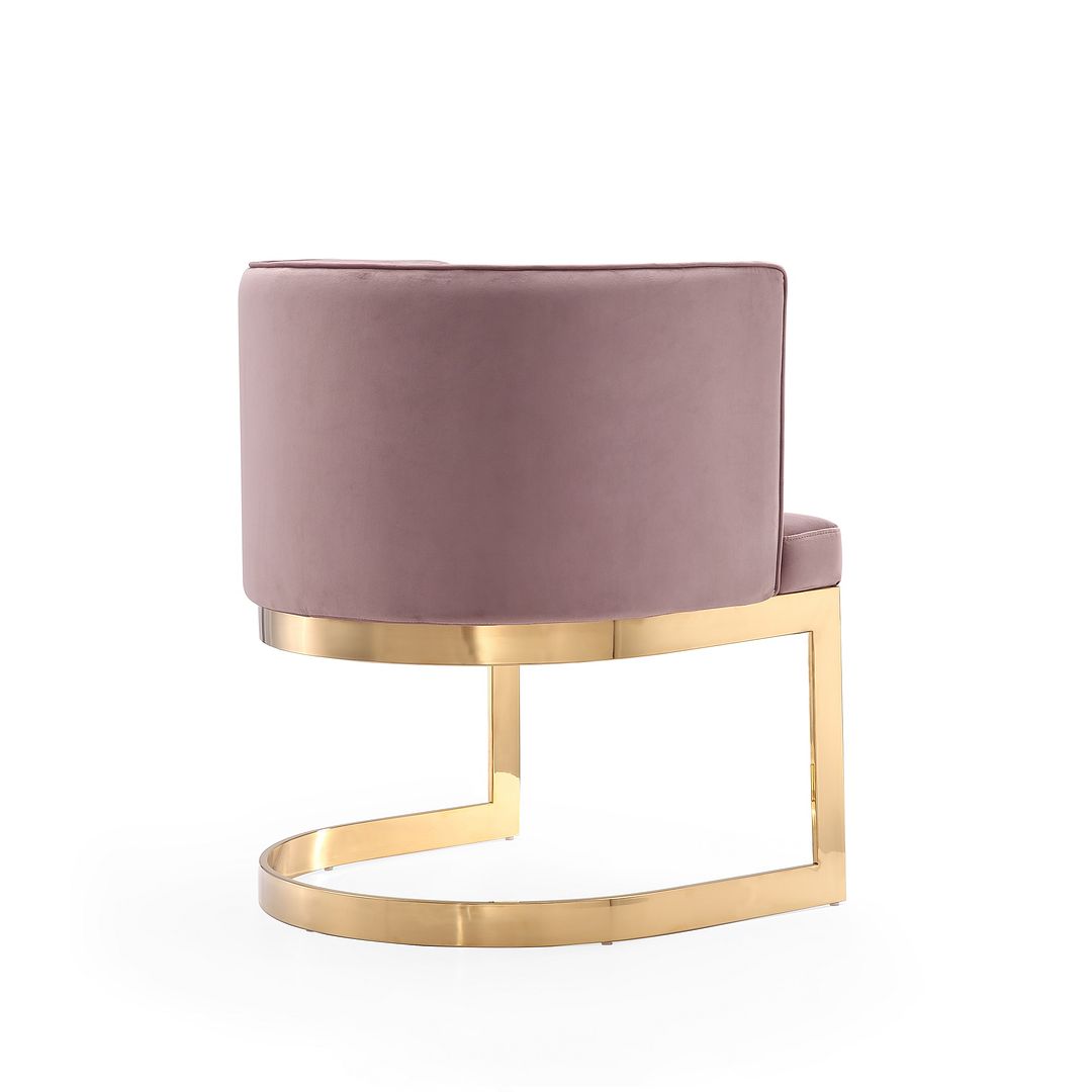 Manhattan Comfort Aura Blush & Polished Brass Velvet Dining Chair