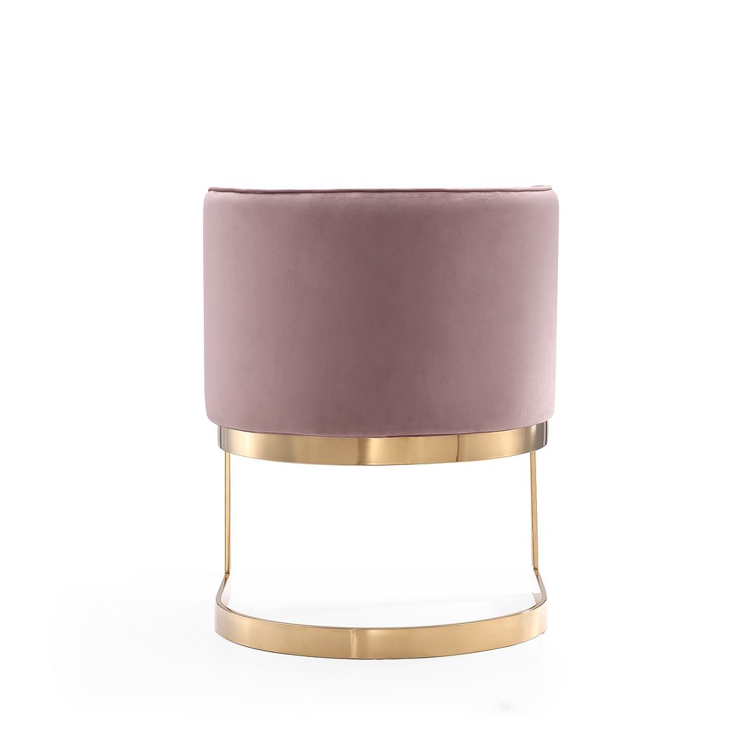 Manhattan Comfort Aura Blush & Polished Brass Velvet Dining Chair