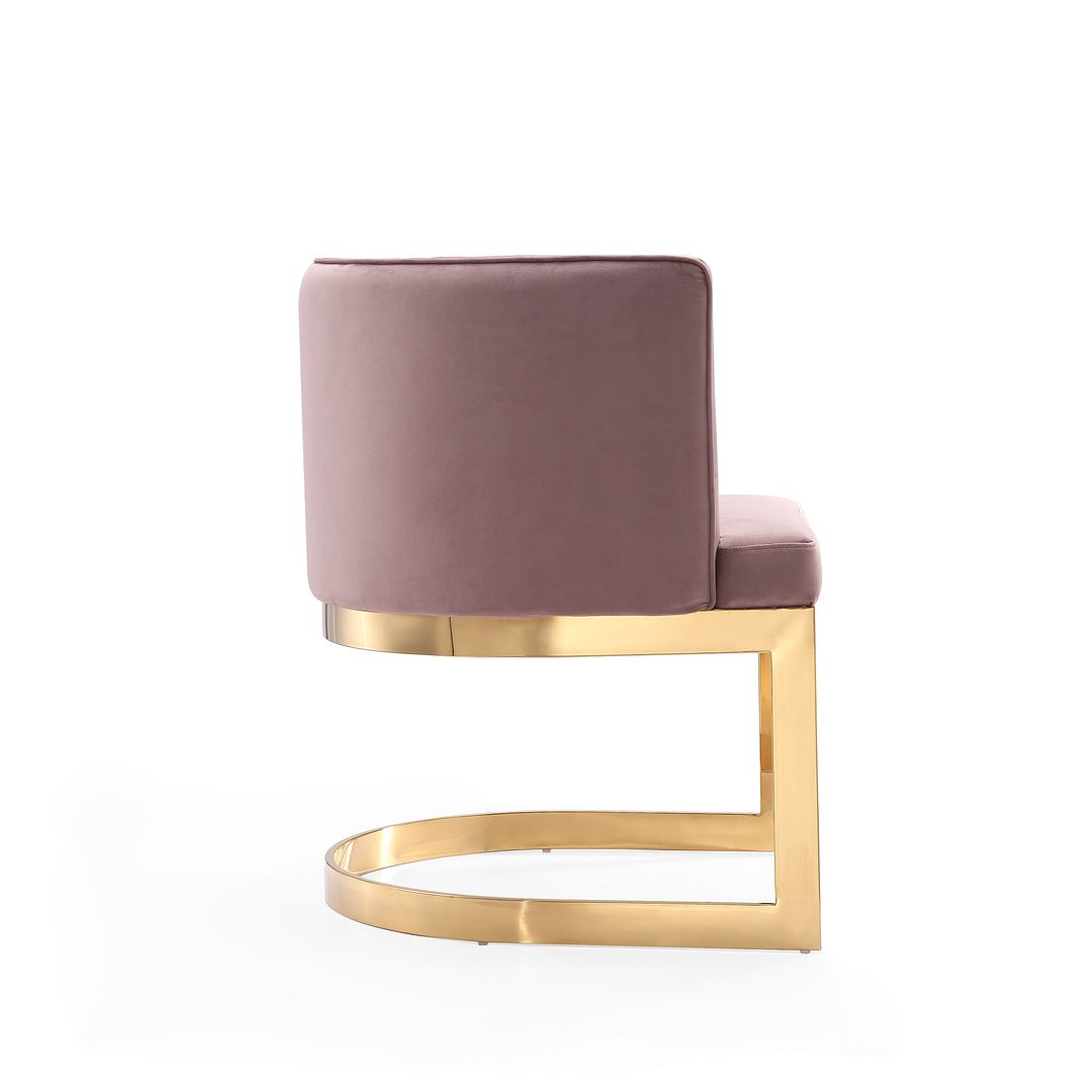 Manhattan Comfort Aura Blush & Polished Brass Velvet Dining Chair